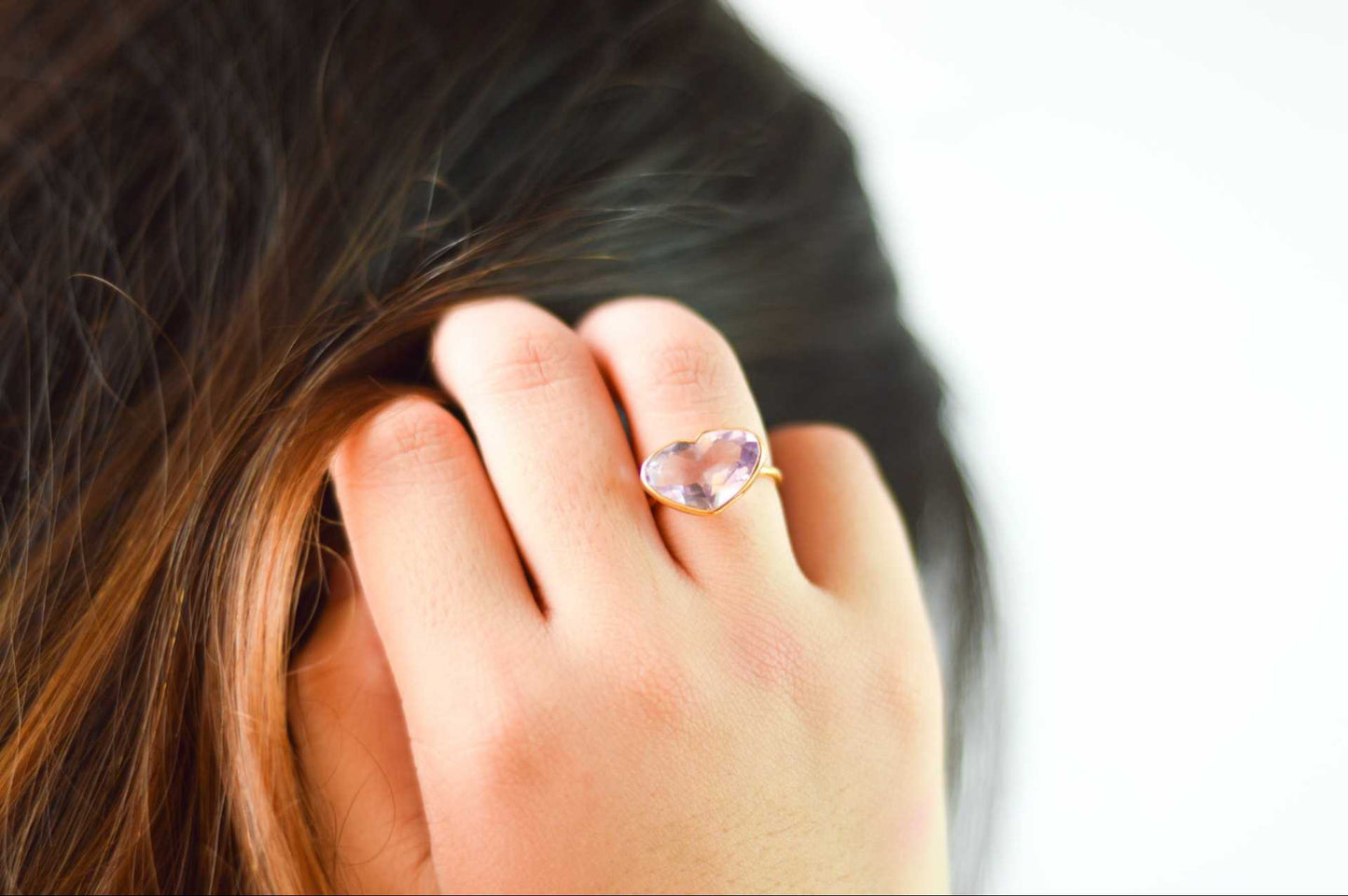 10 x 15 mm Heart cut Pink Amethyst Ring