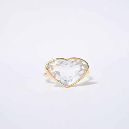 10 x 15 mm Heart cut White Topaz Ring