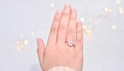 8mm Cushion cut Moonstone Rose gold plated Ring