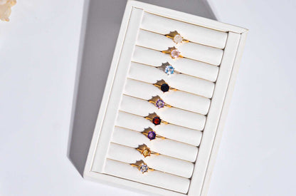 7 mm Hexagon cut Pink Amethyst Yellow gold plated Ring