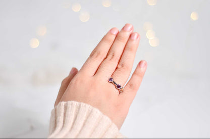 4 mm Tri-gemstone colored Satellite Ring