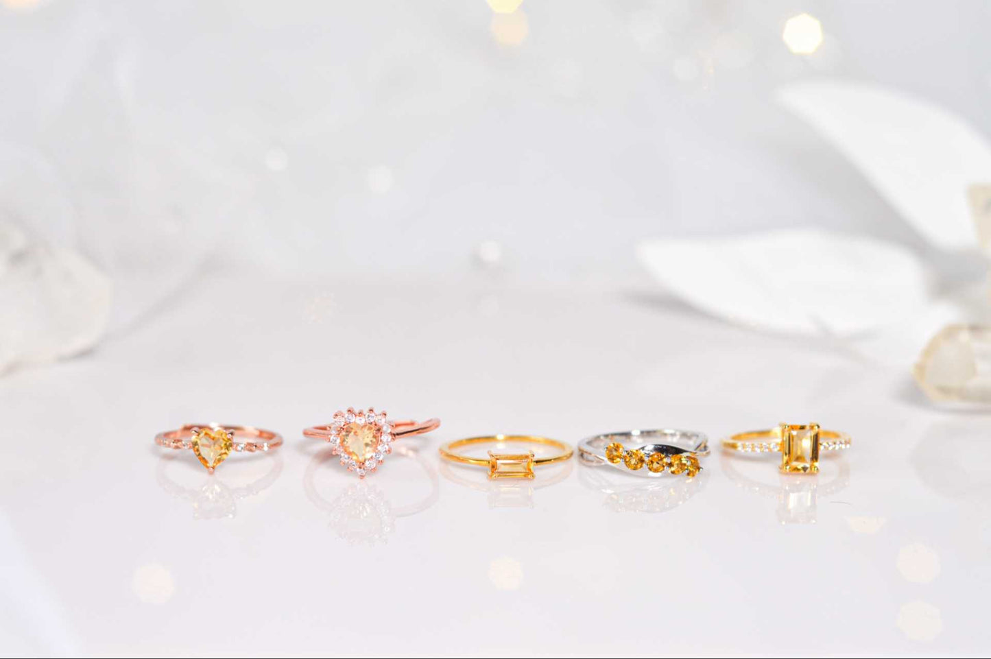 3 mm round cut Citrine 5-stone Ring