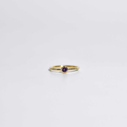 3 mm Round cut Purple Amethyst Stacking Ring