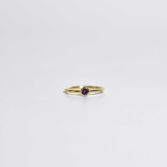 3 mm Round cut Purple Amethyst Stacking Ring
