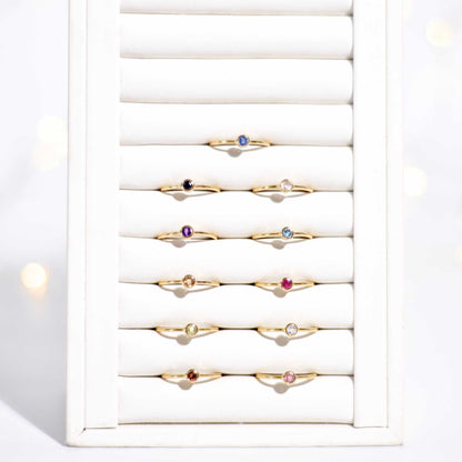 3 mm Round cut Purple Amethyst Stacking Ring