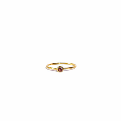 3 mm Round cut Red Garnet Stacking Ring
