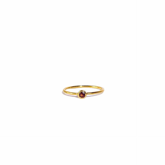 3 mm Round cut Red Garnet Stacking Ring