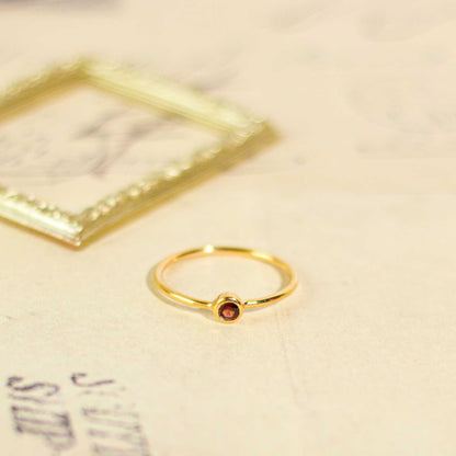 3 mm Round cut Red Garnet Stacking Ring