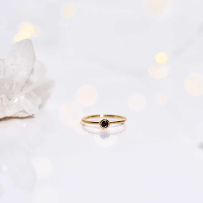 3 mm Round cut Black Onyx Stacking Ring