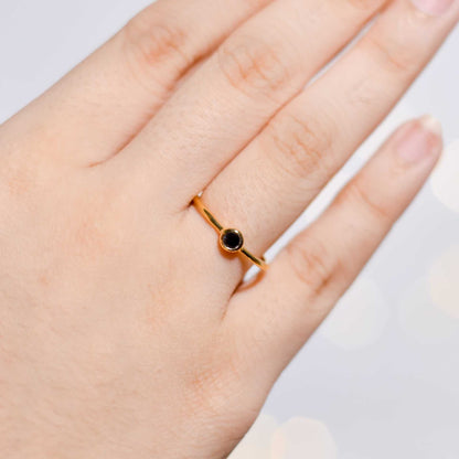 3 mm Round cut Black Onyx Stacking Ring