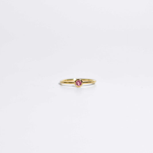 3 mm Round cut Pink Tourmaline Stacking Ring