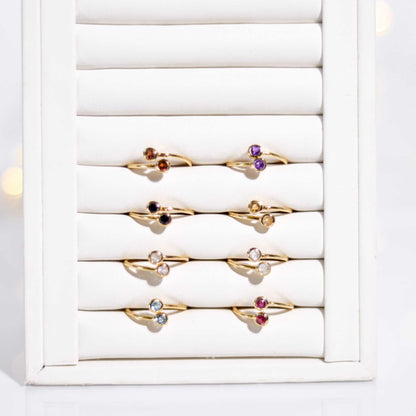 3 mm Round cut Purple Amethyst Open Ring