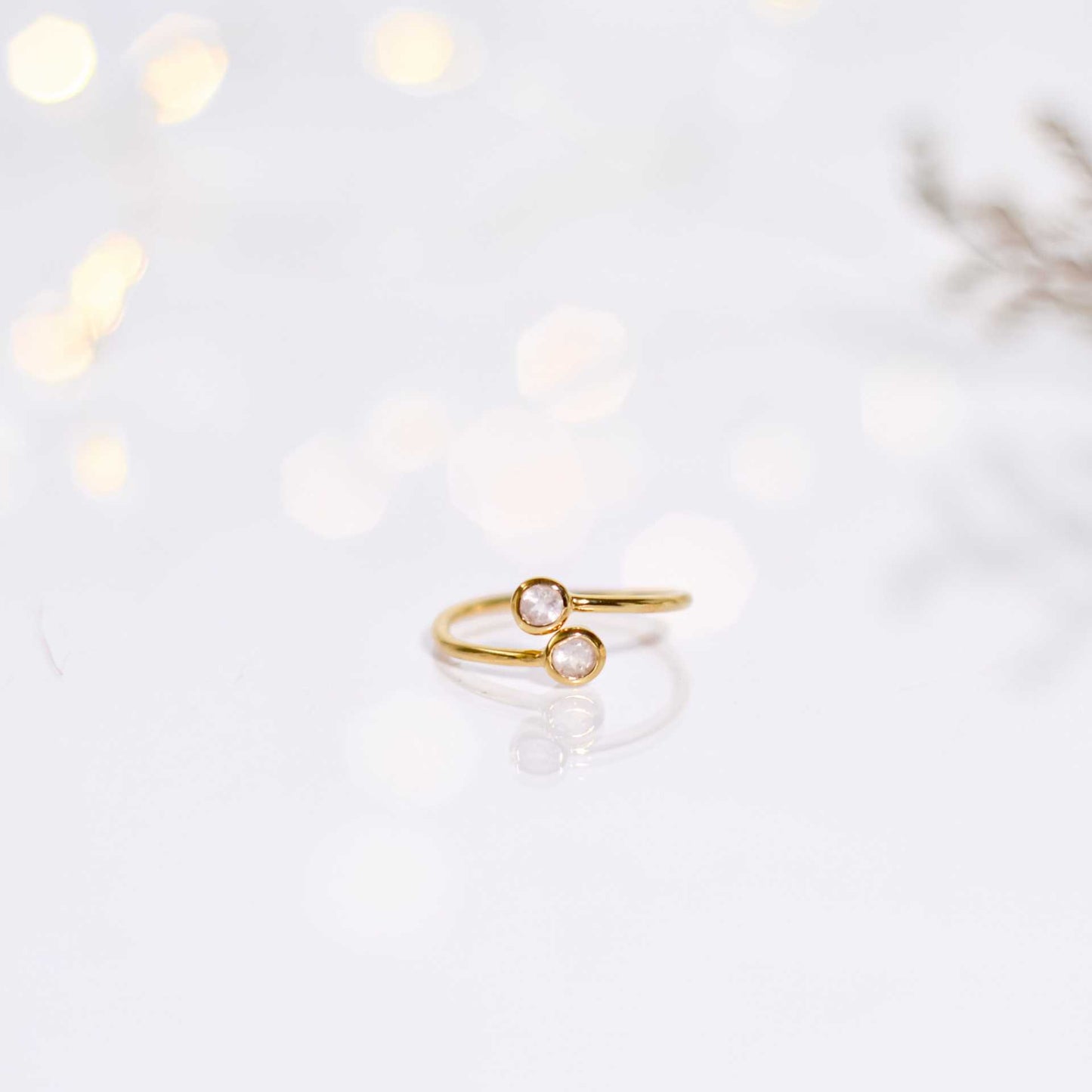 3 mm Round cut Rose Quartz Open Ring