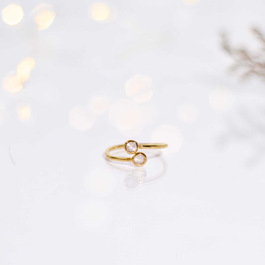 3 mm Round cut Rose Quartz Open Ring