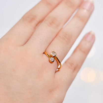 3 mm Round cut Rose Quartz Open Ring