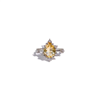 8 x 6 mm Pear cut Citrine Sunburst Ring