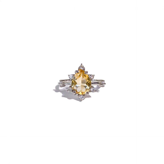 8 x 6 mm Pear cut Citrine Sunburst Ring