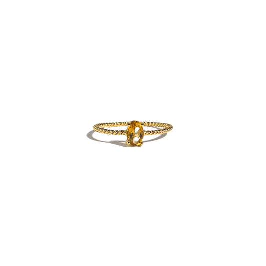 6 x 4 mm Oval cut Citrine Twisted Ring