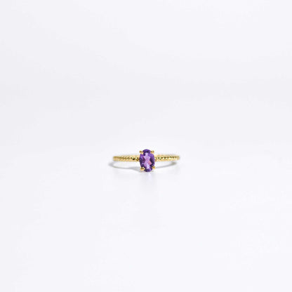 6 x 4 mm Oval cut Purple Amethyst Twisted Ring