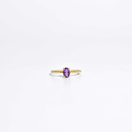 6 x 4 mm Oval cut Purple Amethyst Twisted Ring