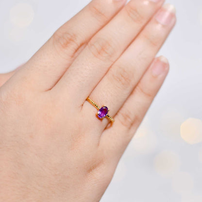 6 x 4 mm Oval cut Purple Amethyst Twisted Ring