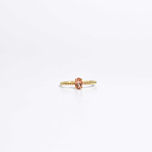 6 x 4 mm Oval cut Peach Tourmaline Twisted Ring