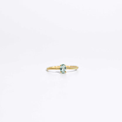 6 x 4 mm Oval cut Turquoise Tourmaline Twisted Ring