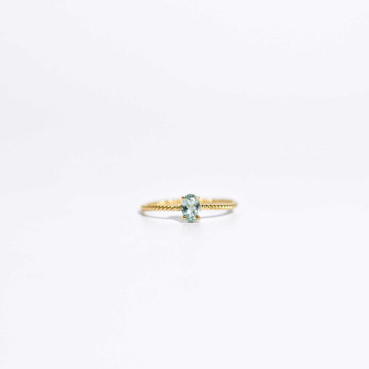 6 x 4 mm Oval cut Turquoise Tourmaline Twisted Ring