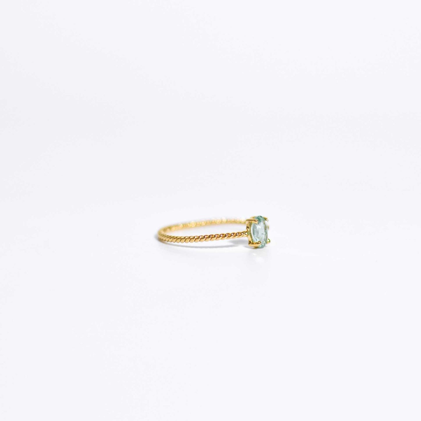 6 x 4 mm Oval cut Turquoise Tourmaline Twisted Ring