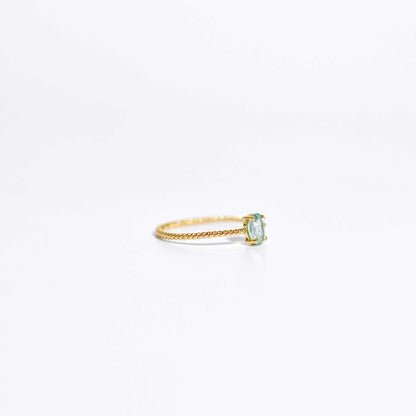 6 x 4 mm Oval cut Turquoise Tourmaline Twisted Ring