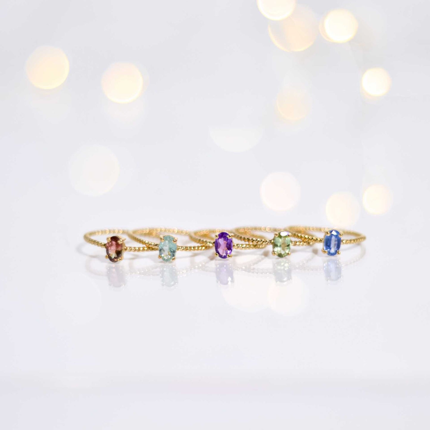 6 x 4 mm Oval cut Pink Tourmaline Twisted Ring