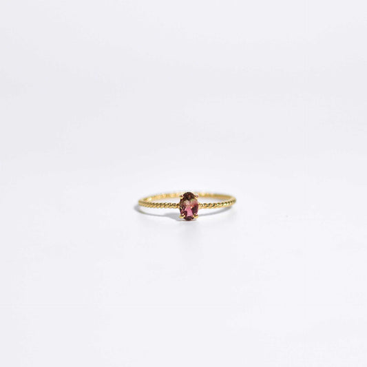 6 x 4 mm Oval cut Pink Tourmaline Twisted Ring