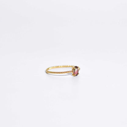 6 x 4 mm Oval cut Pink Tourmaline Twisted Ring