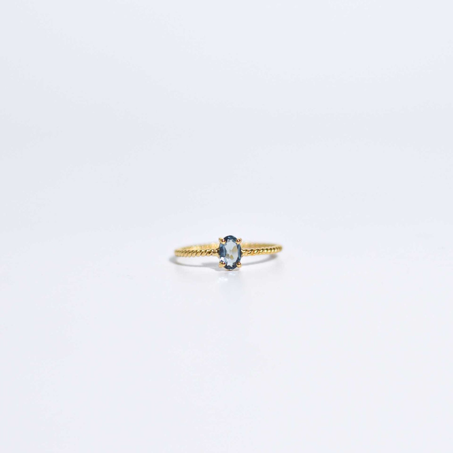 6 x 4 mm Oval cut London Blue Topaz Twisted Ring