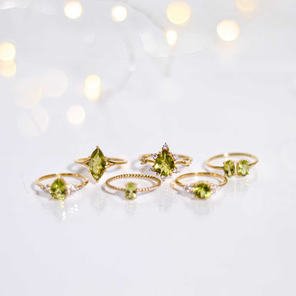 6 x 4 mm Oval cut Peridot Twisted Ring