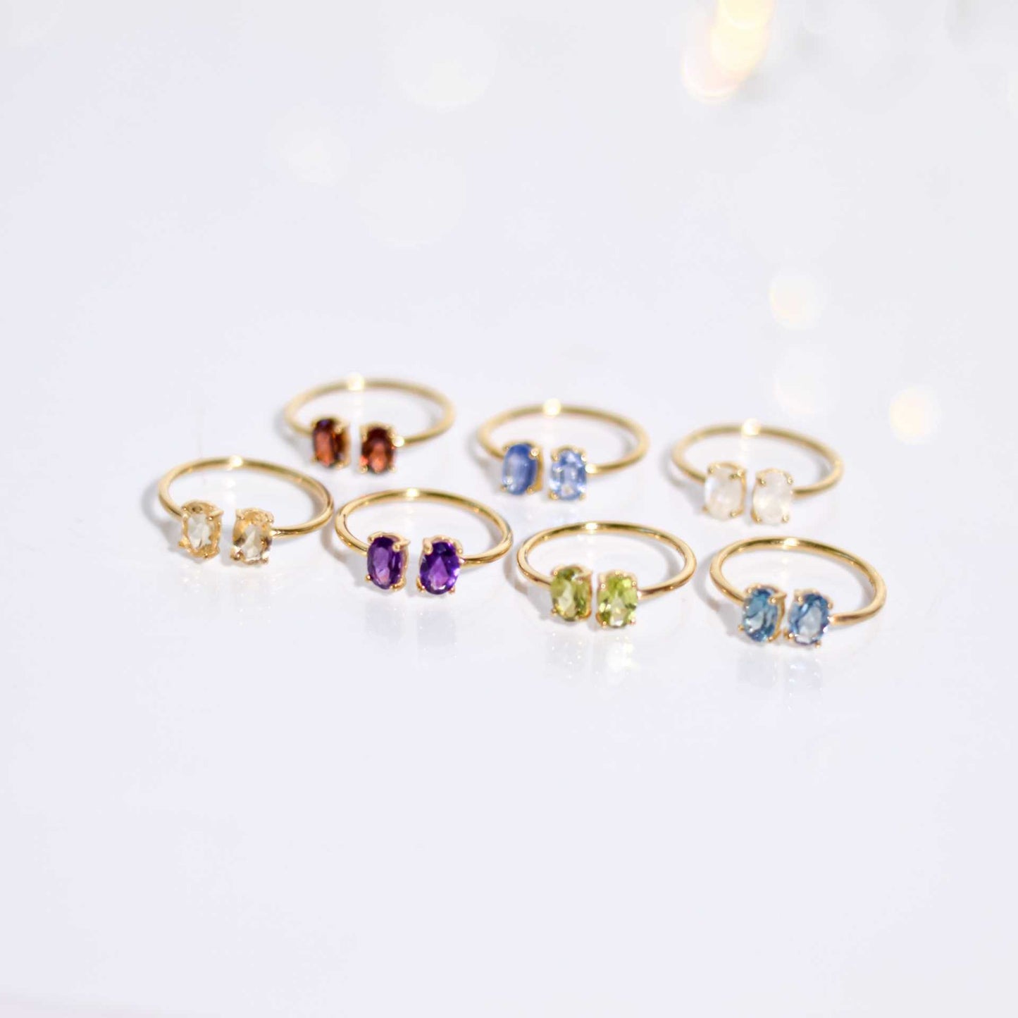 6 x 4 mm Oval cut London Blue Topaz Double stone Open Ring