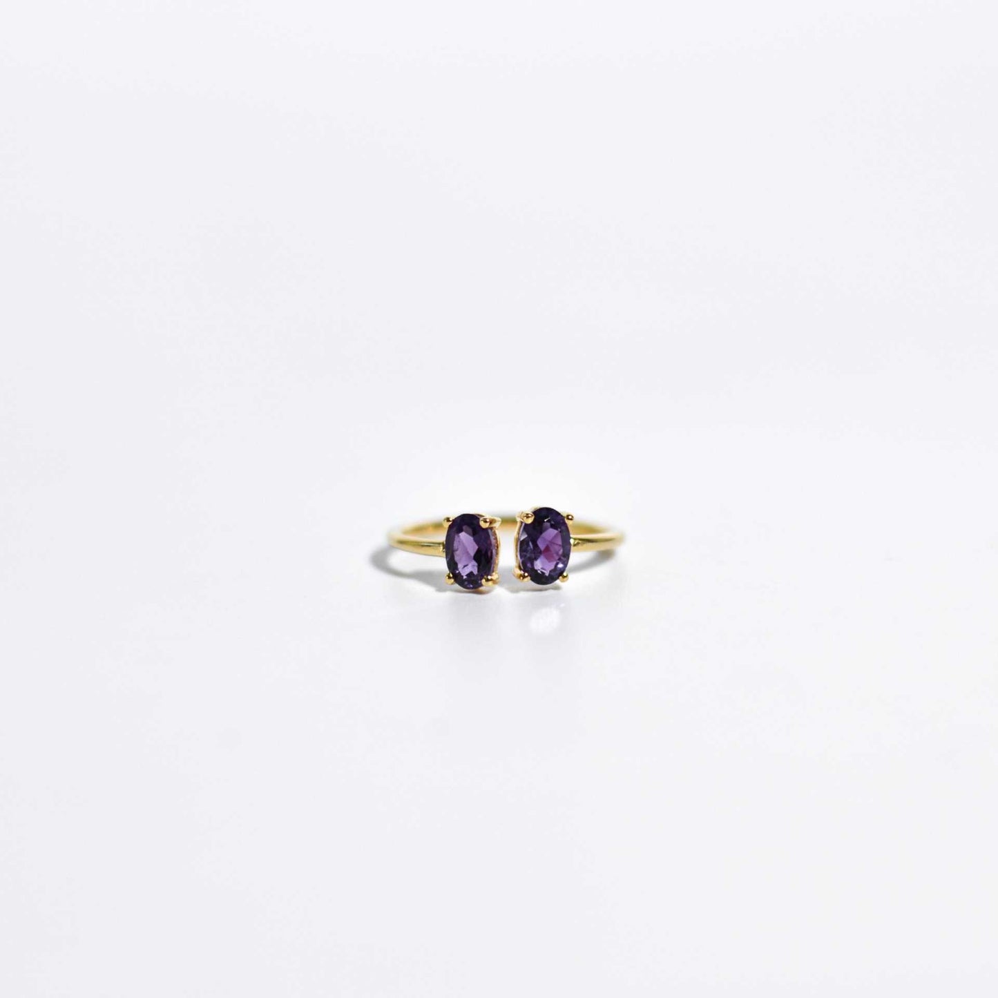 6 x 4 mm Oval cut Purple Amethyst Double stone Open Ring
