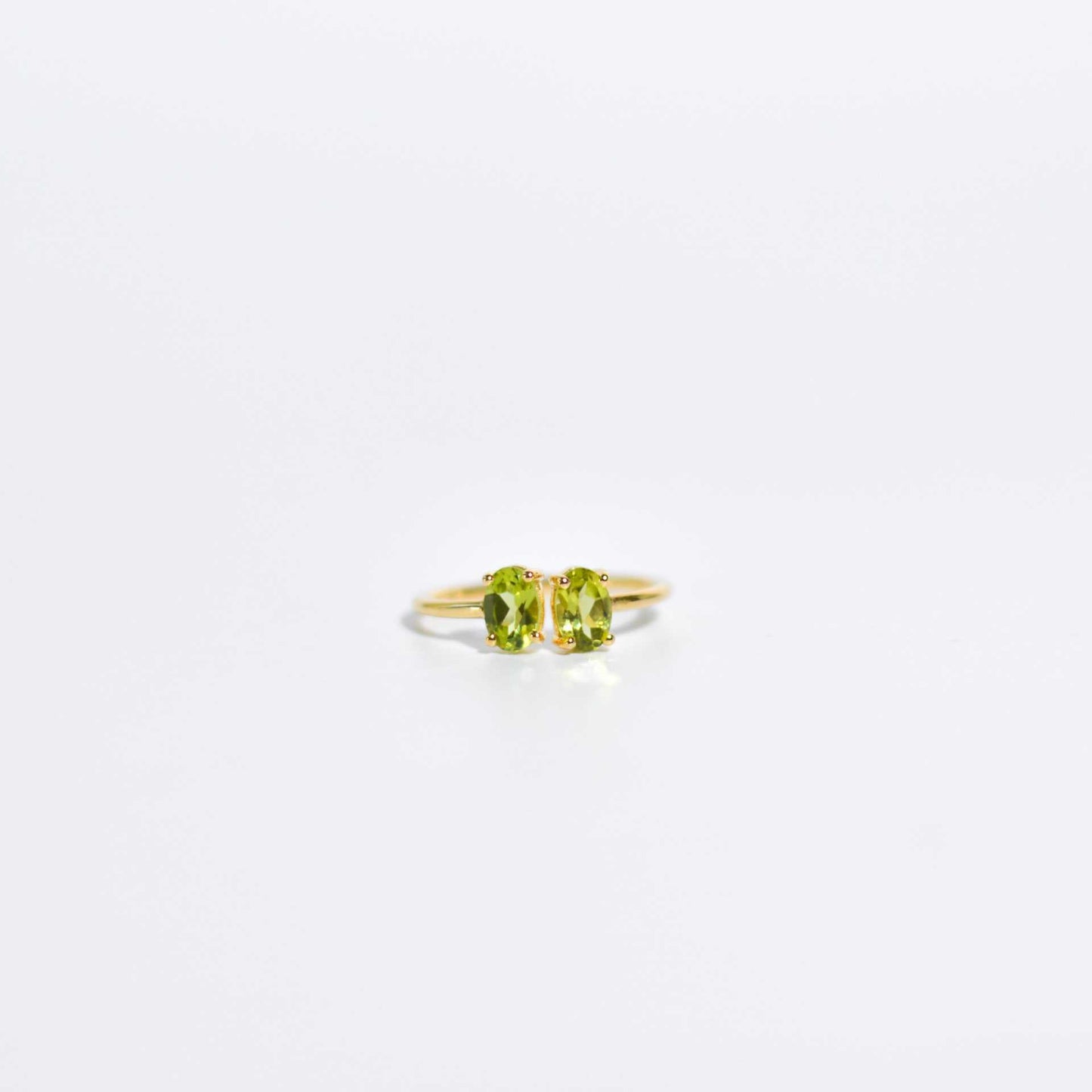 6 x 4 mm Oval cut Peridot Double stone Open Ring