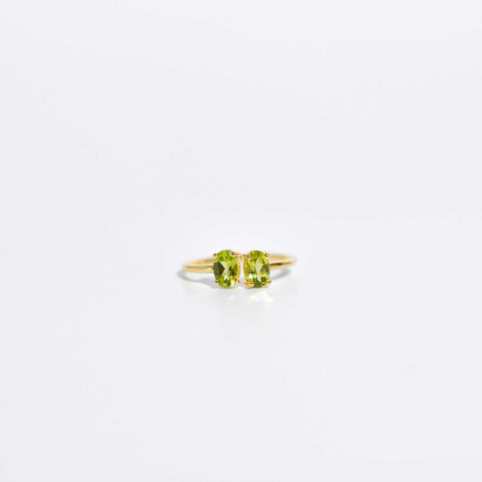 6 x 4 mm Oval cut Peridot Double stone Open Ring