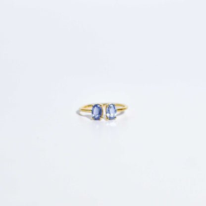 6 x 4 mm Oval cut Kyanite Double stone Open Ring
