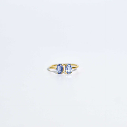 6 x 4 mm Oval cut Kyanite Double stone Open Ring