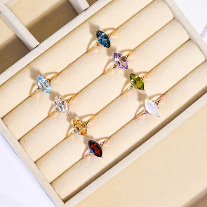 12 x 6 mm Marquise cut Pink Amethyst Yellow gold plated Ring