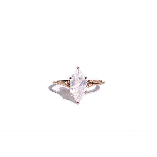 12 x 6 mm Marquise cut Rainbow Moonstone Rose gold plated Ring