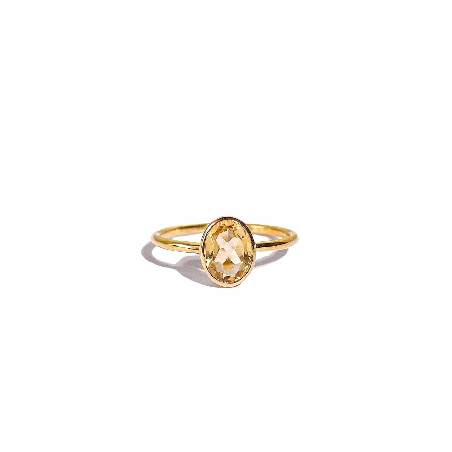 8 x 6 mm Oval cut Citrine Bezel Ring