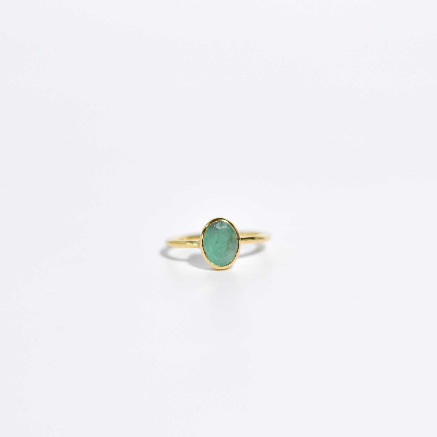 8 x 6 mm Oval cut Emerald Bezel Ring