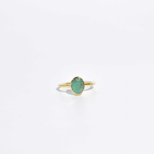 8 x 6 mm Oval cut Emerald Bezel Ring