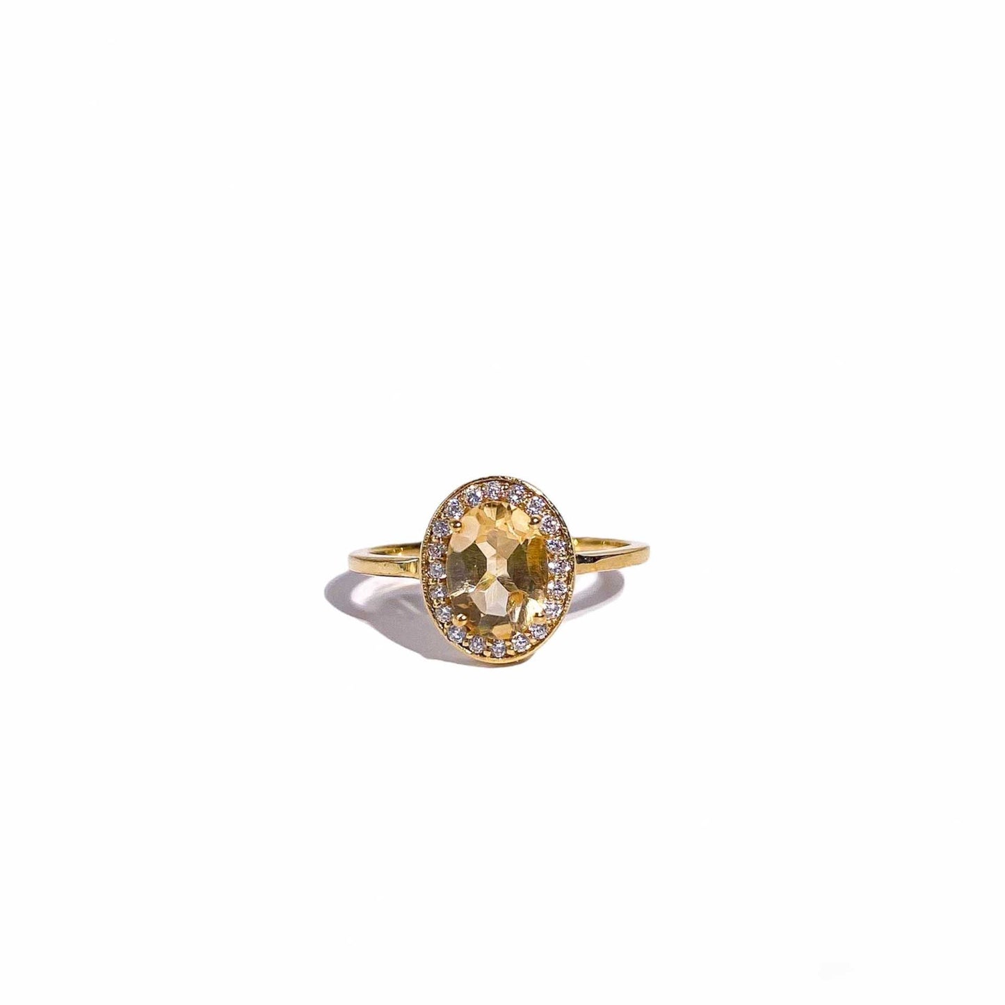 8 x 6 mm Oval cut Citrine with Cz Halo Ring