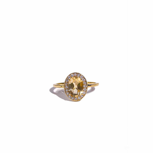 8 x 6 mm Oval cut Citrine with Cz Halo Ring