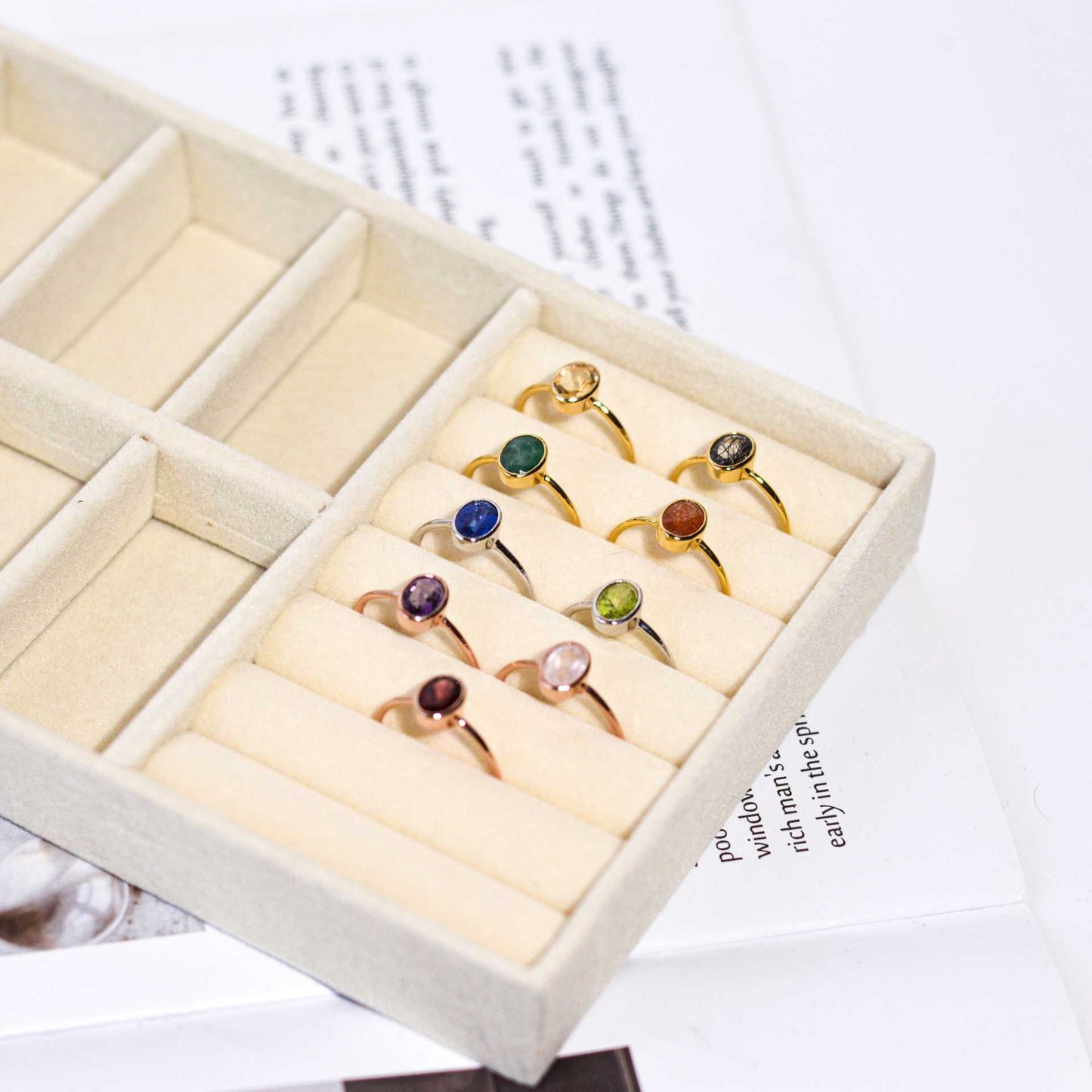 8 x 6 mm Oval cut Sunstone Bezel Ring