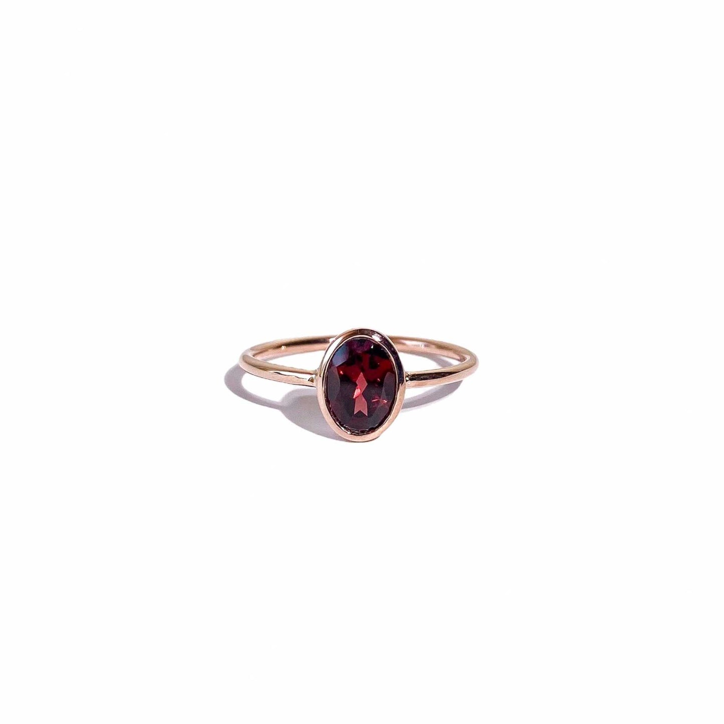 8 x 6 mm Oval cut Red Garnet Bezel Ring